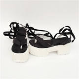 Black Velvet Split Toes Lolita Sandals