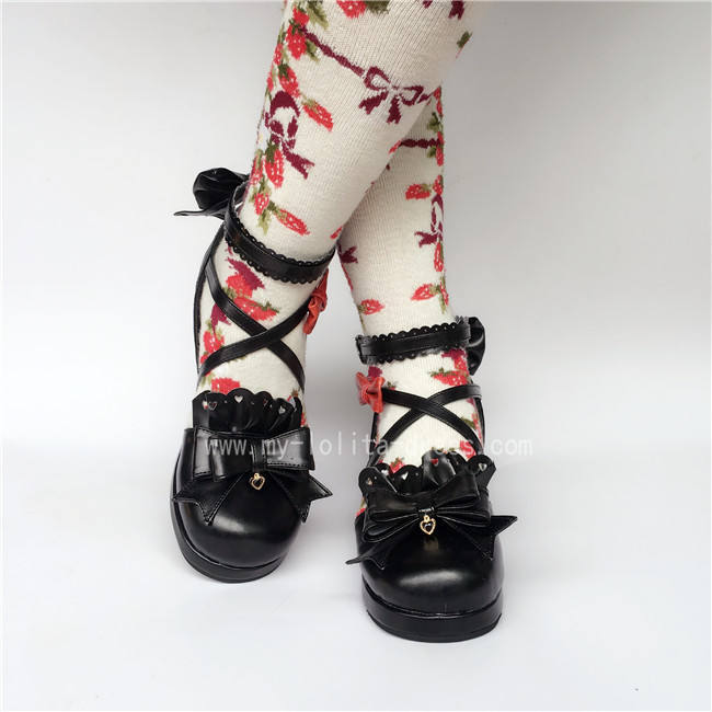 Sweet Red Bows Lolita Heels Shoes