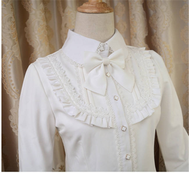 Elegant Thickening Thermal Lolita Lapel Blouse for Winter