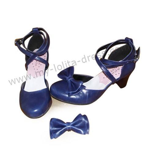 Navy Blue High Heel Girls Summer Lolita Sandals