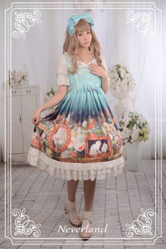 Neverland Lolita ~Cats in My Courtyard~ Set-in Hime Sleeves OP Dress