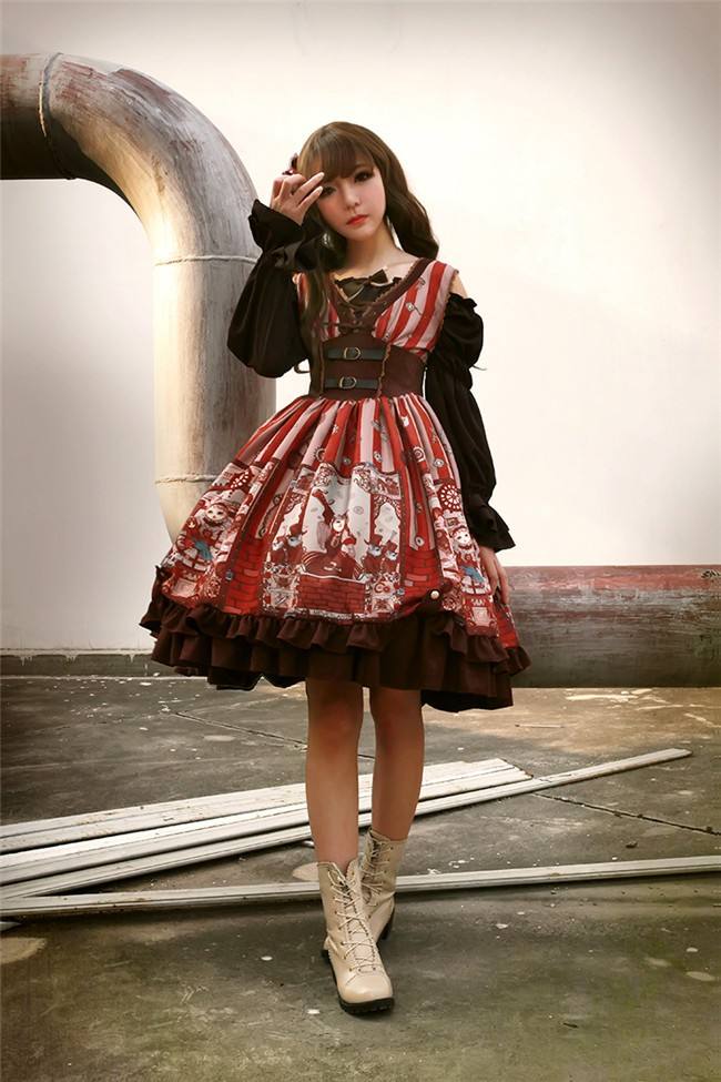 Neverland Lolita -Steampunk Cat- Lolita V-neck Corset JSK -Pre-order
