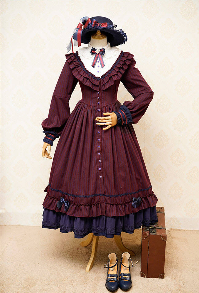 The Florentine Traveller~ College Style Lolita Long Sleeves OP  -Ready Made