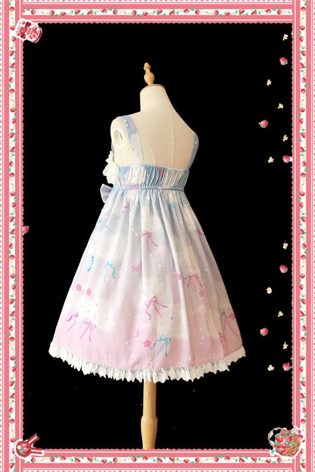 Rainbow Marshmallow~ Sweet Lolita Printed JSK Navy Blue Size S - In Stock