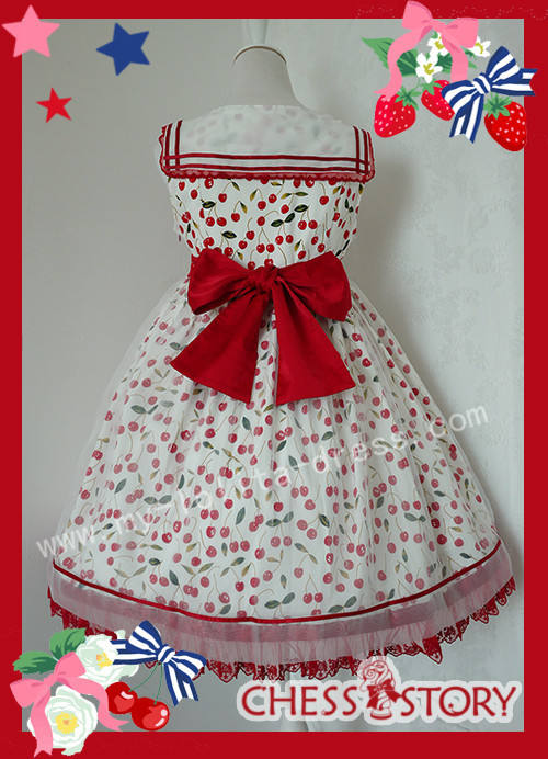 Chess Story Sweet Ice Cherry Lolita JSK and Shirt Set