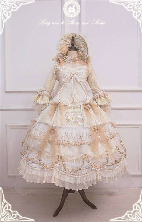 Ode to Love and Vows ~Luxury Lolita Fullset (OP + Necklace + Wristcuffs + Bonnet + Back Yarn) -Ready Made