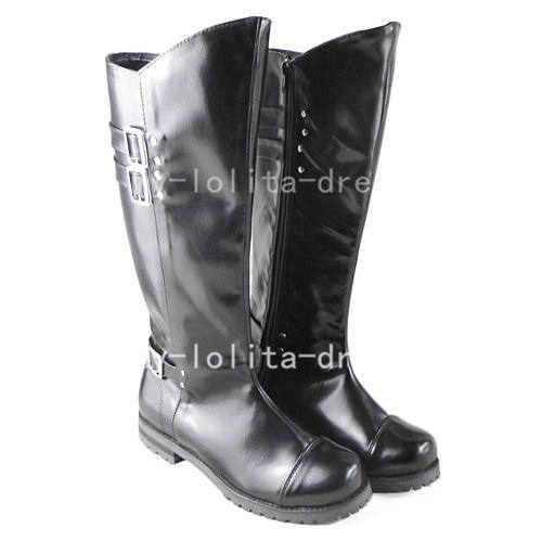 Gothic Black Silver Belts Boots O