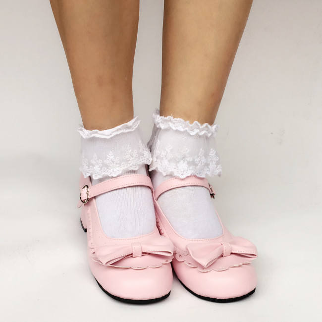 Wine Patent Leather Bow Lolita Shoes