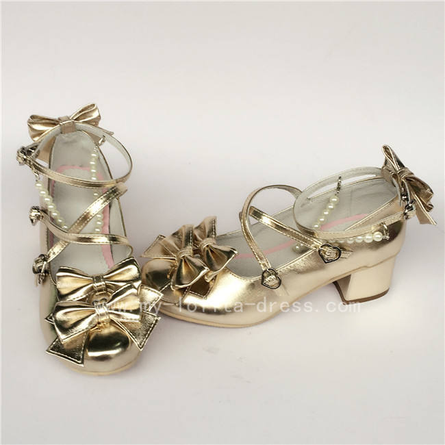 Sweet Bows Cross Straps Lolita Heels Shoes