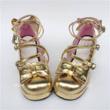 Golden Bows Cute Girls Shoes