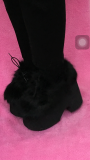 Sweet Black Imitate Fox Fur Lolita High Platform