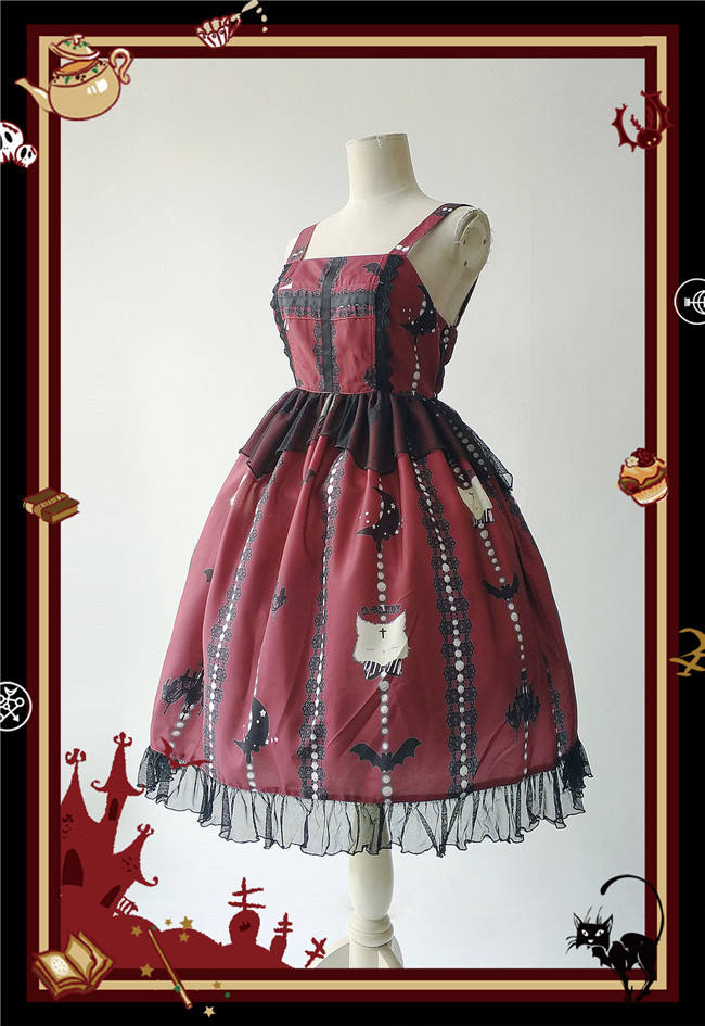 The Cat Cross~ Halloween Lolita JSK Dress + Headbow Navy Blue Size M - In Stock