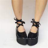 High Platfrom Black Lolita Cowhide Shoes