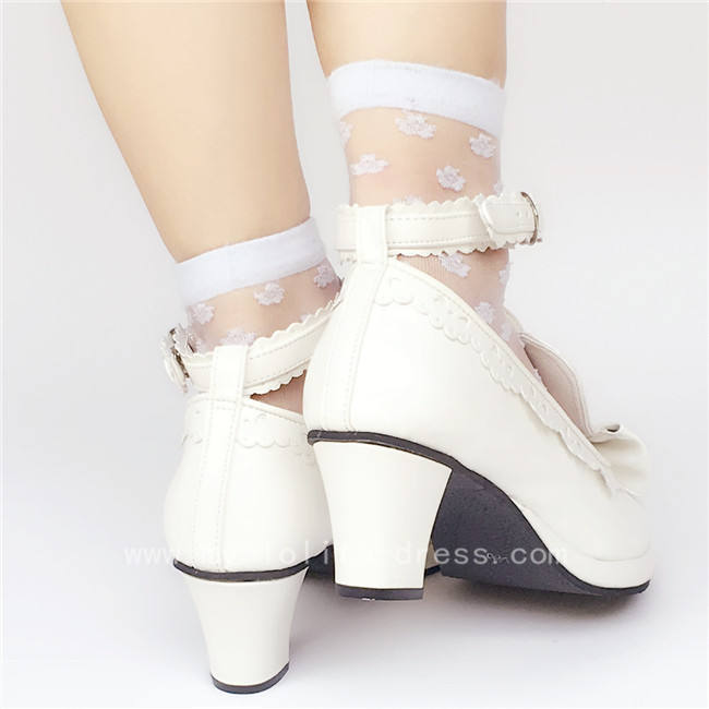Sweet Matte White Lolita Heels Shoes