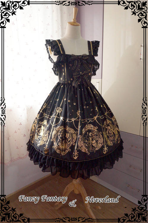 ***The Mermaids Singing*** Series Gold Stamping High Waist Lolita JSK