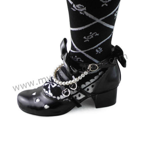 Black Bows Beads Lolita Princess Shoes