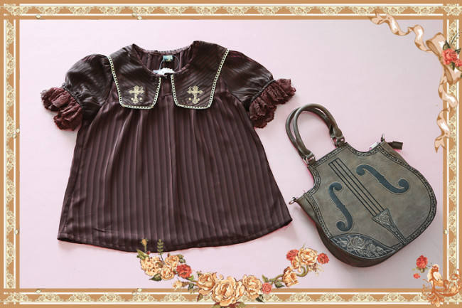 Cross~ High Density Chiffon Square Collar Short Sleeves Lolita Blouse