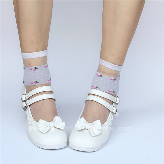 Double Straps Lolita Bows Shoes