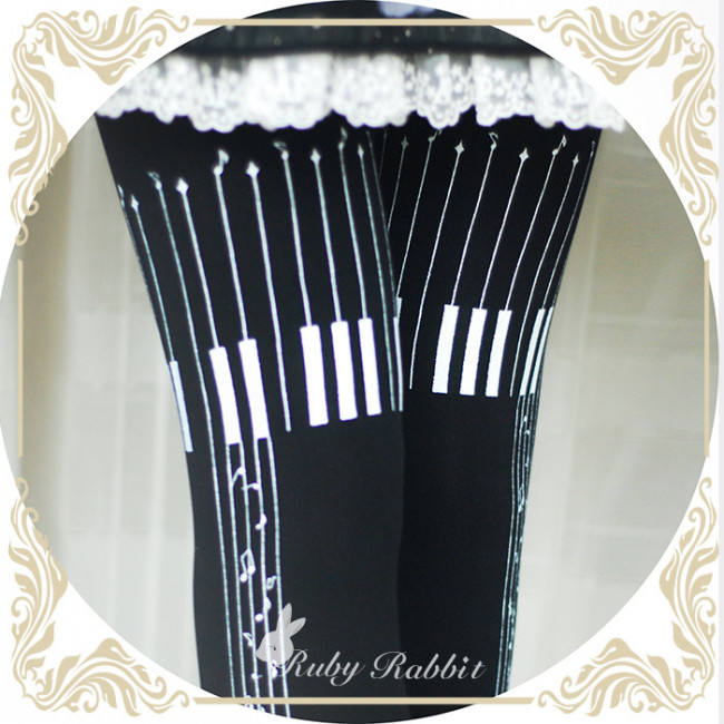 Ruby Rabbit ~To Alice~ Piano Printed Lolita Tights