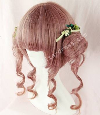 Red Brown Face Framing Ponytail Bun Lolita Wig
