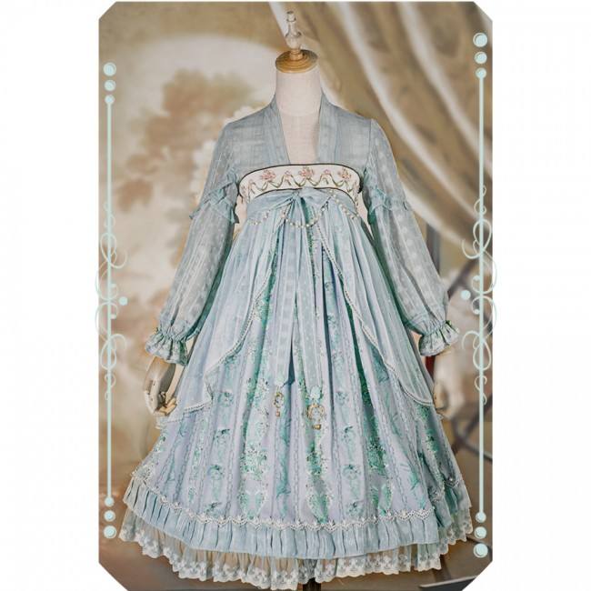 IchigoMikou ~Drizzle & Thin Clouds~ Hanfu Style Dress Qi Lolita Dress -In Stock