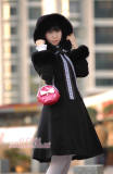 Chest Bow Fur Hat Lolita Long Coat