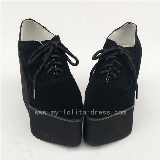 Black Velvet Lolita High Platform Lolita Shoes