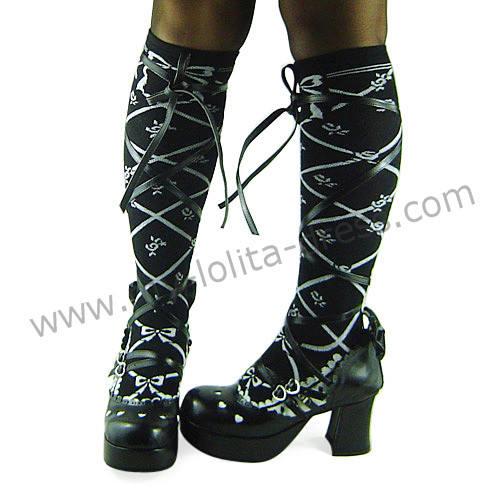 Black Double Straps Lolita Sandals