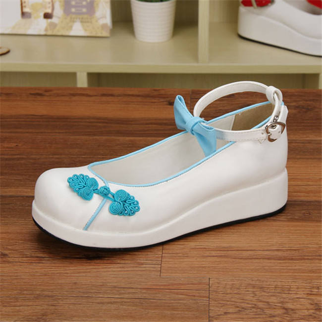 Angelic Imprint- Elegant Bow Embroidery Qi Lolita High Platform Shoes