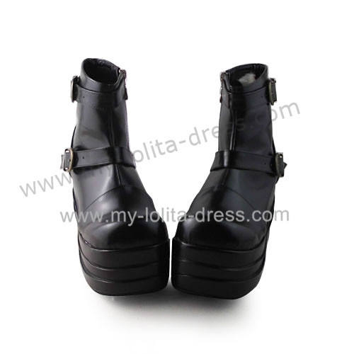 Matte Black Belts Ankle Length Short Boots
