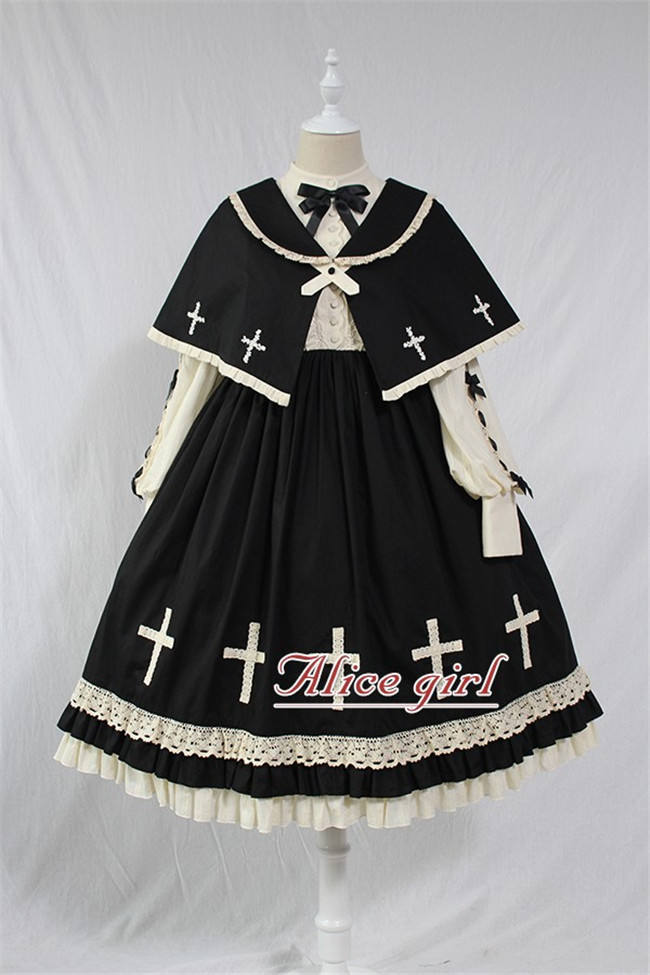 white christmas dresses Gothic Lolita Black Lace Cross Tulle Short Dress main image 1