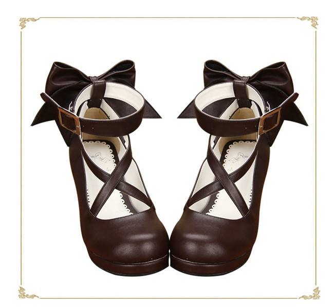 Angelic Imprint- Popular Brown Bow Lolita Anime Heels Shoes