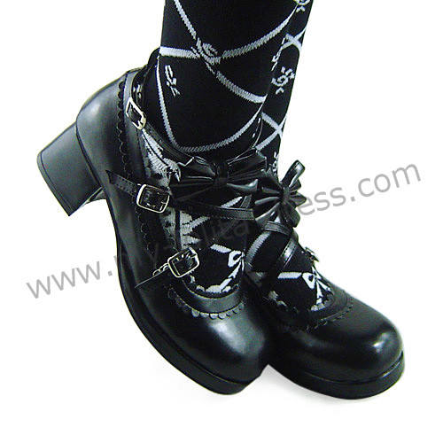 Black Side Bow Lolita Shoes