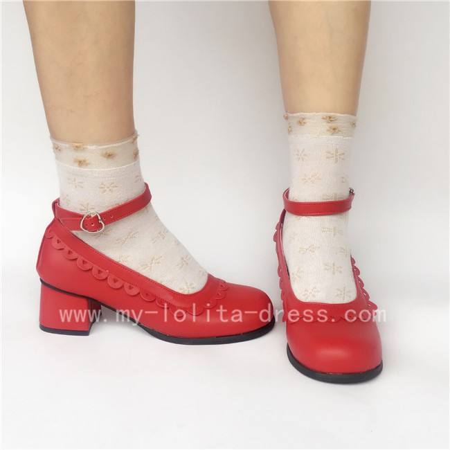 White Floral PU Lolita Shoes