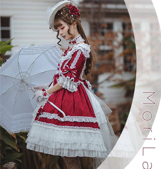 Moira~ Lolita Short Sleeves OP Dress -Sax Size XL In Stock