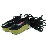 Black High Platform Belts Lolita Shoes out