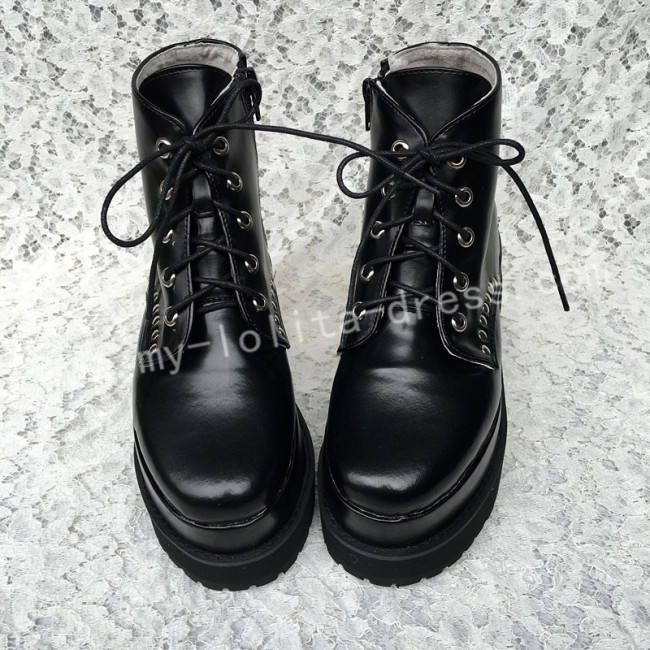 Gothic Matte Black Lolita Heels Shoes