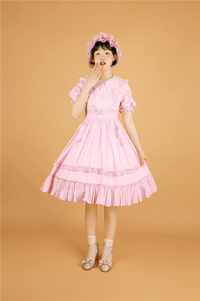 Peach Heart~ Sweet Lolita Short Sleeves OP -Pre-order Closed