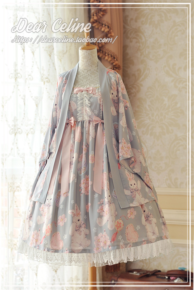 Dear Celine ~Sakura Rabbit~ Slight High Waist Lolita JSK Dailywear 