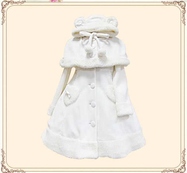 Lolita Princess Winter Heart Coat&Cape Black