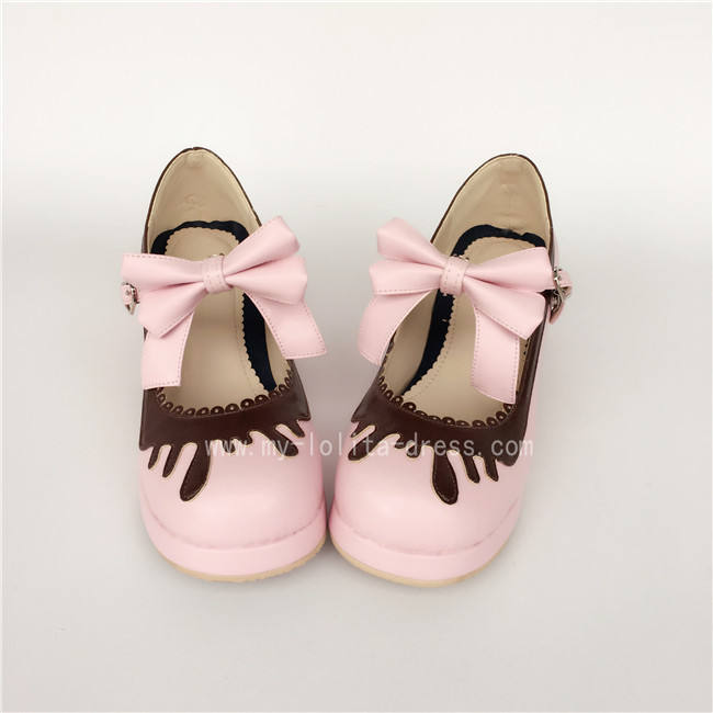 Sweet Black With Coffee Lolita Heels Shoes