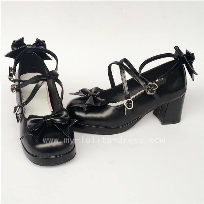 Sweet Cat's Ear Bows Matte Lolita Heels Shoes