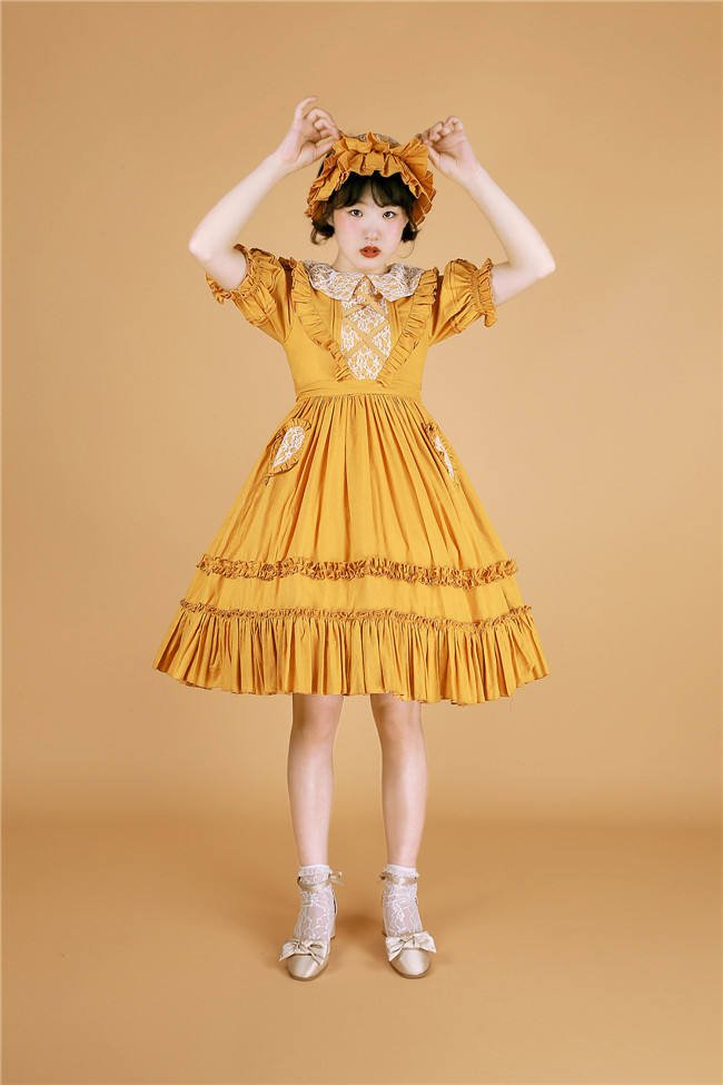 Peach Heart~ Sweet Lolita Short Sleeves OP -Pre-order Closed