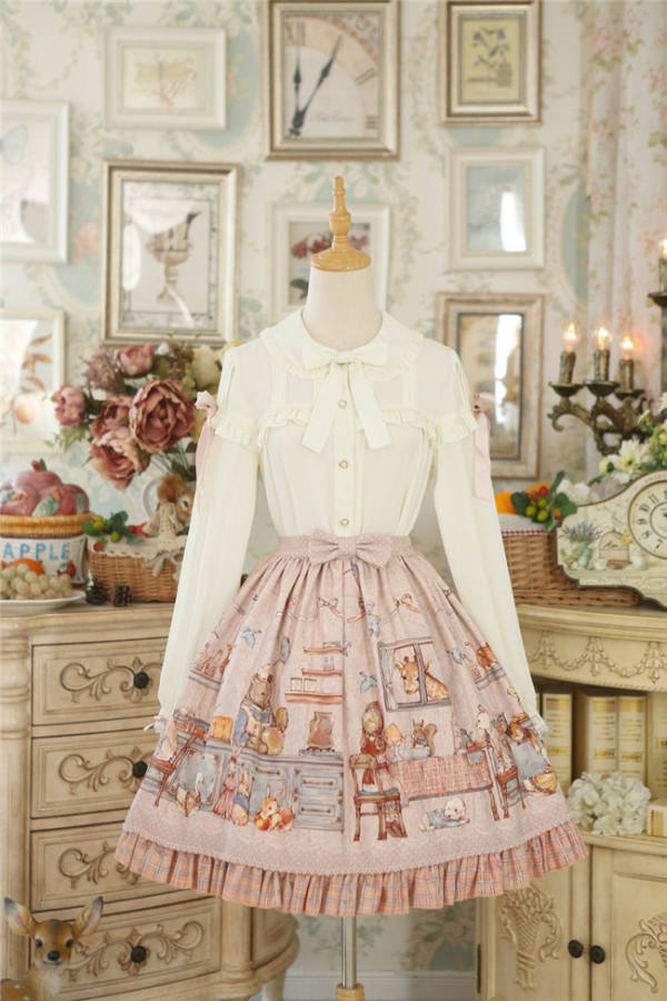 Annie's Breakfast~ Lolita Printed  Pink Size S Skirt -out