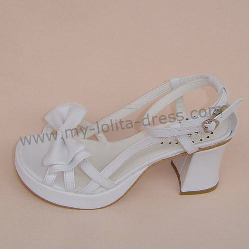 White Simplified Bow Lolita Sandals