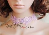 Sweet Pink Rose Lace Lolita Necklace-out