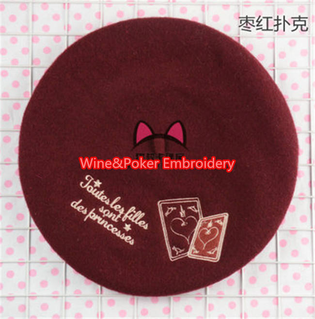 Swimmer Wool Sweet Embroidery Lolita Beret In Stock