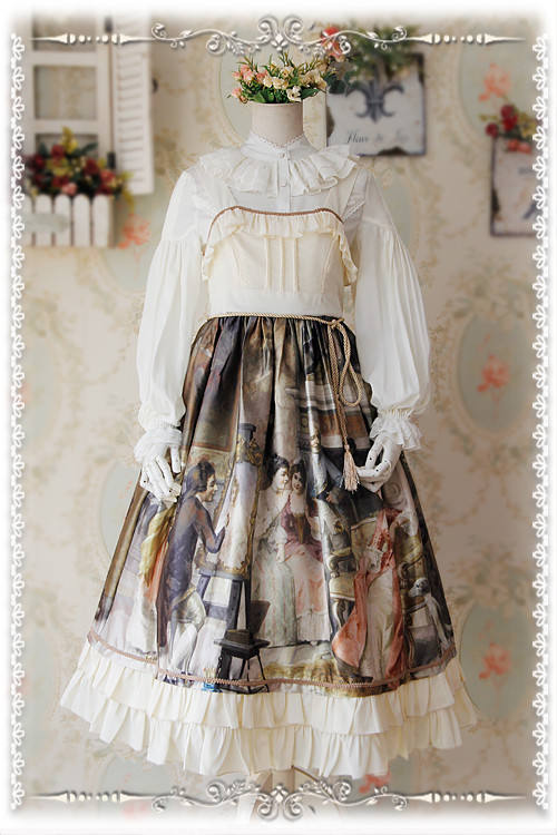 Infanta ***Oil Painting*** Printed Chiffon Jumper Dress - out