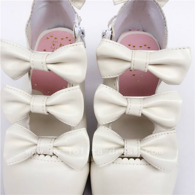 Sweet Girl's Four Bows Lolita Heels Shoes