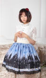Royal Blue Gothic Lolita Pleated Skirt with Church Patterns off